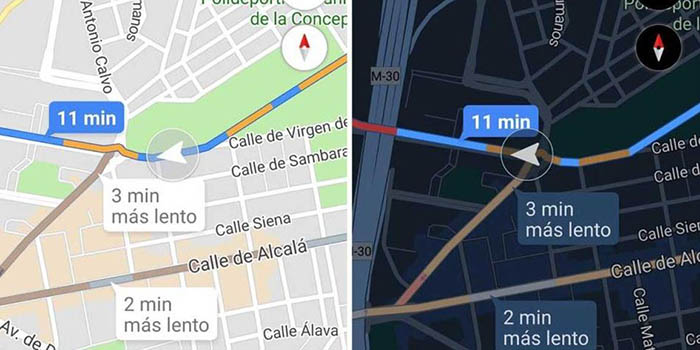 modo oscuro de google maps