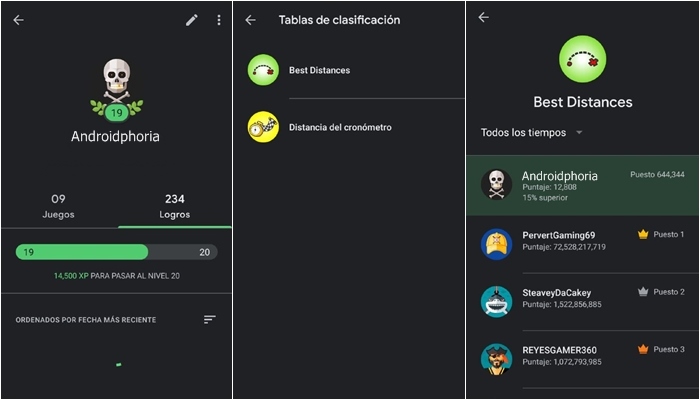 google play games tabla calificaciones experiencia