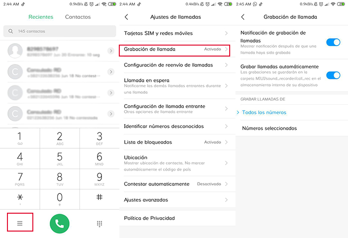 grabar llamadas en xiaomi