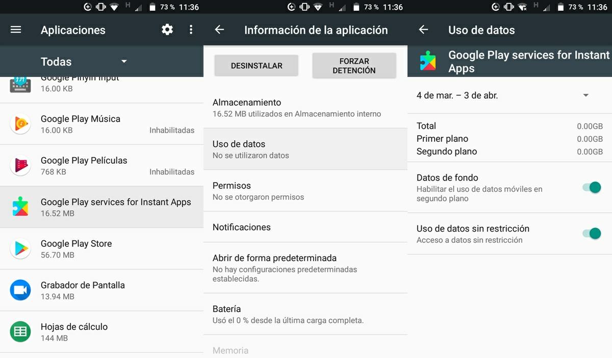 habilitar datos de fondo google play services