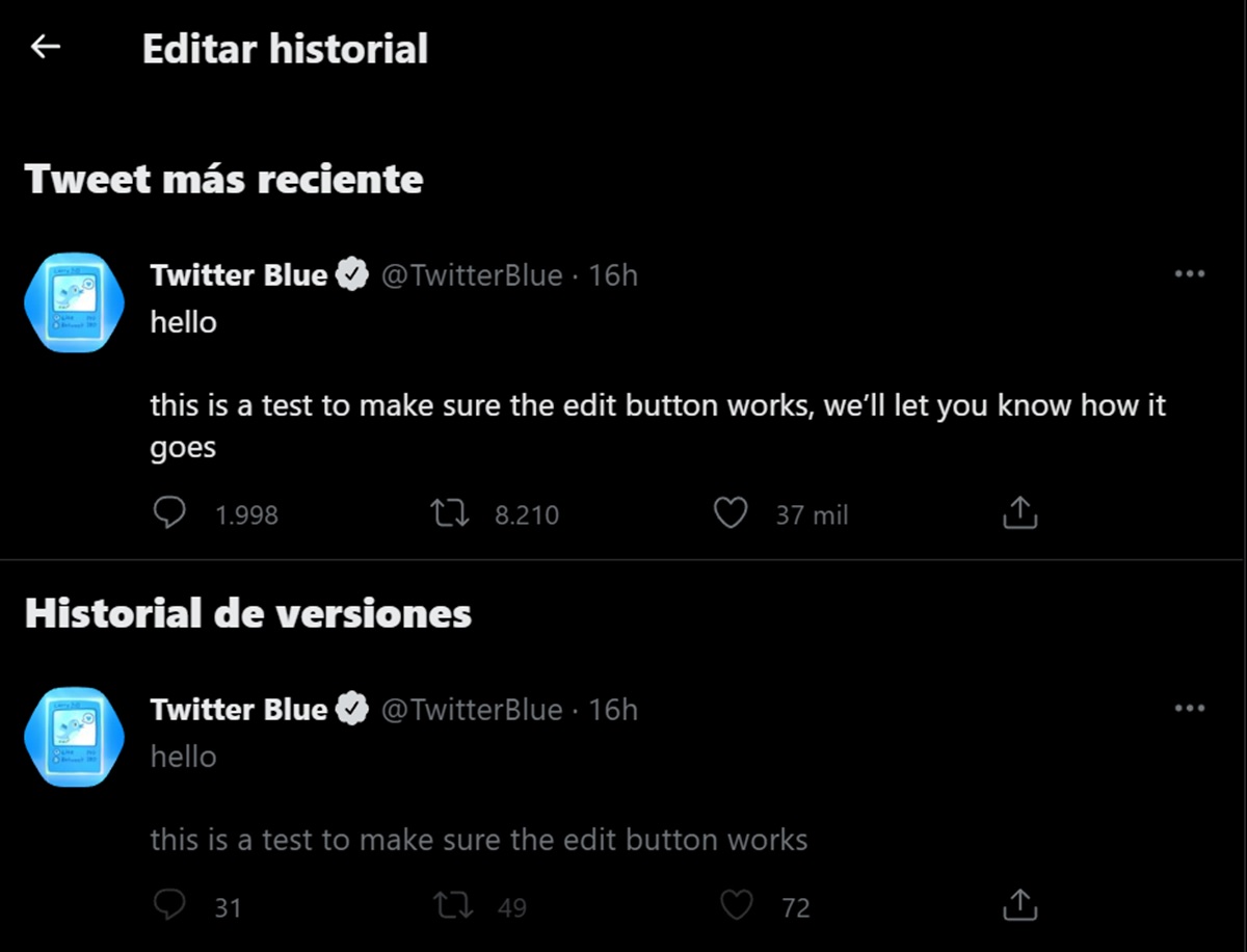 historial de tweet editador