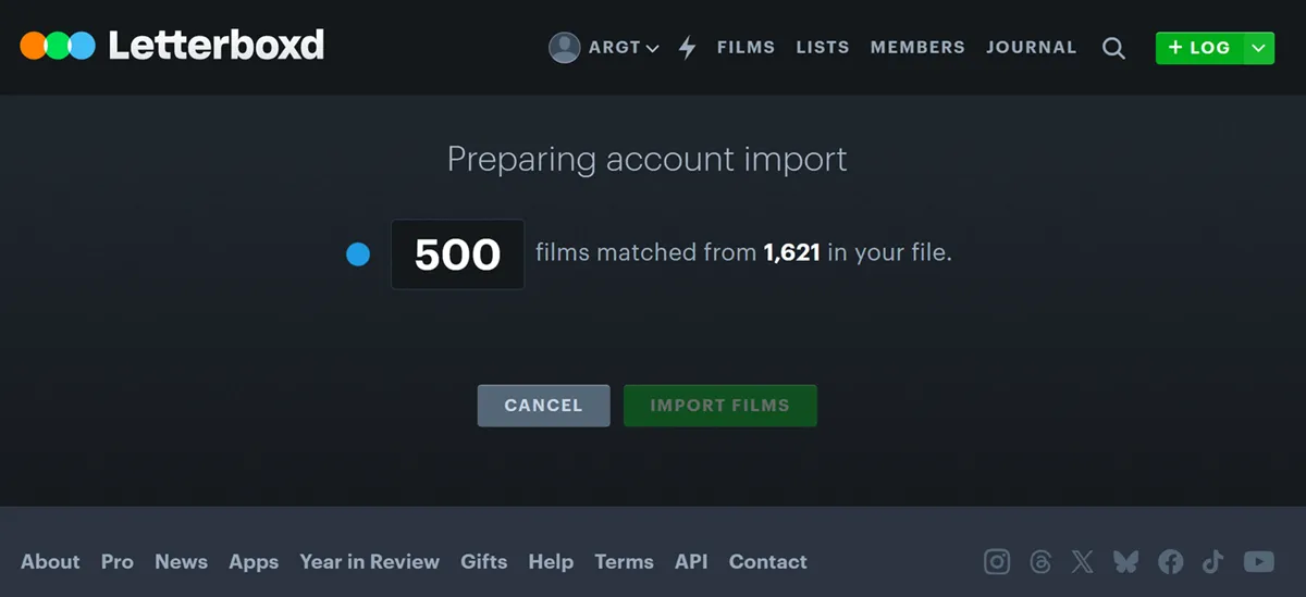 importando a letterboxd - exportar filmaffinity a letterboxd