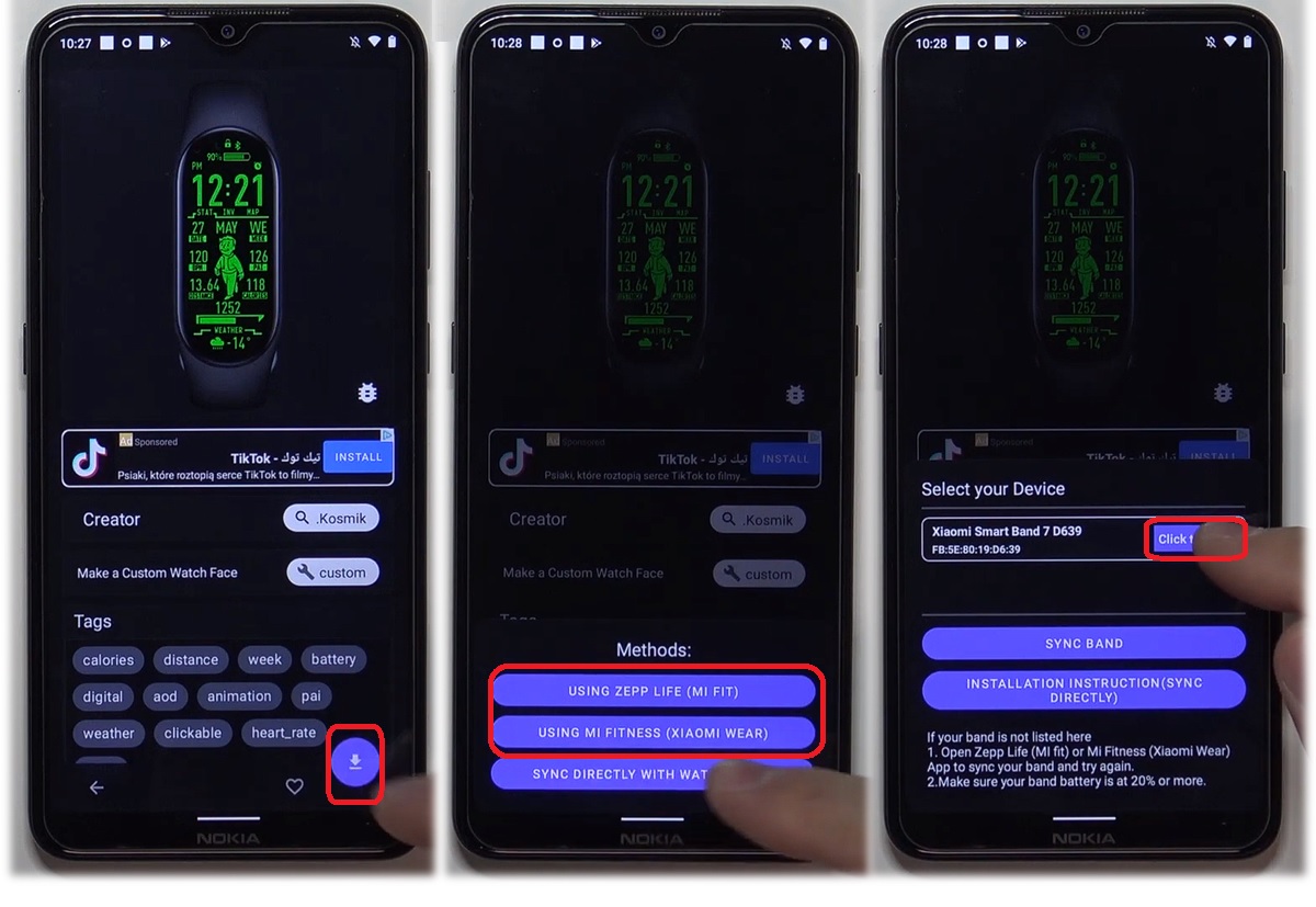 instalar watchface personalizado terceros xiaomi smart band 7
