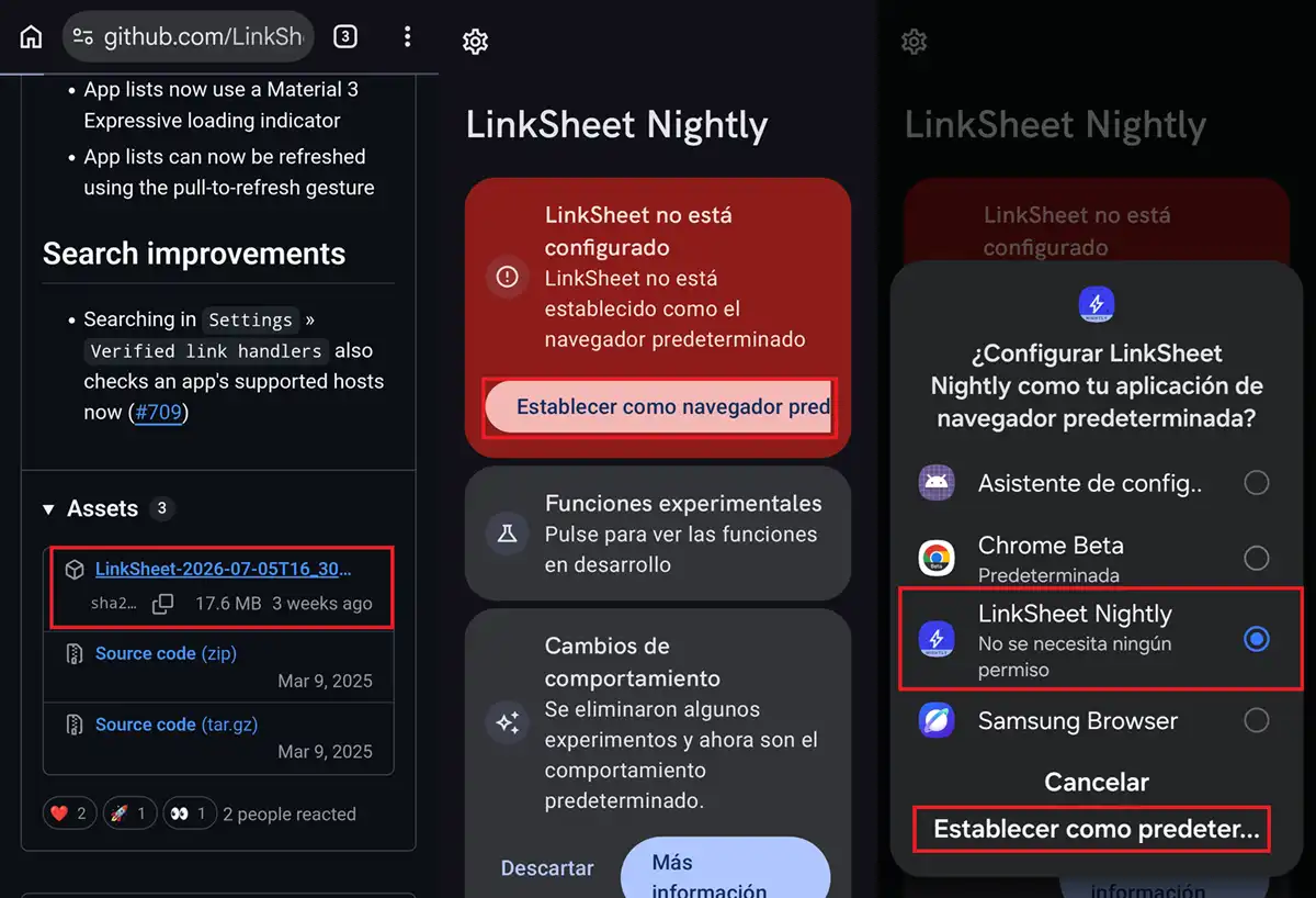 instalar y configurar linksheet en android