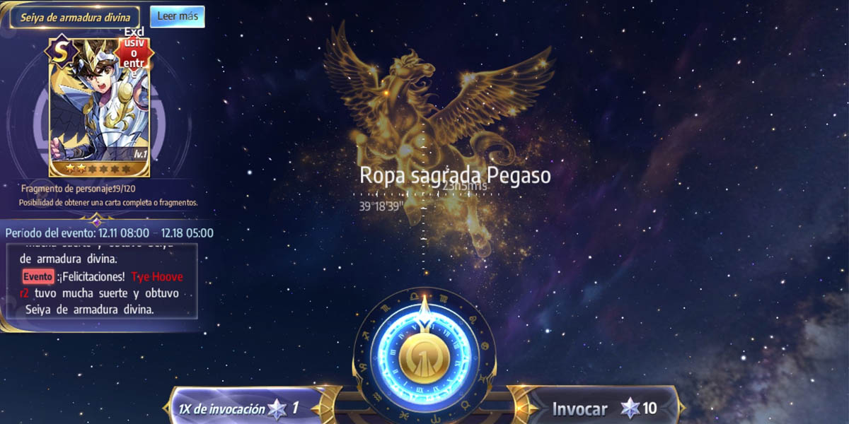 invocacion saint seiya awakening