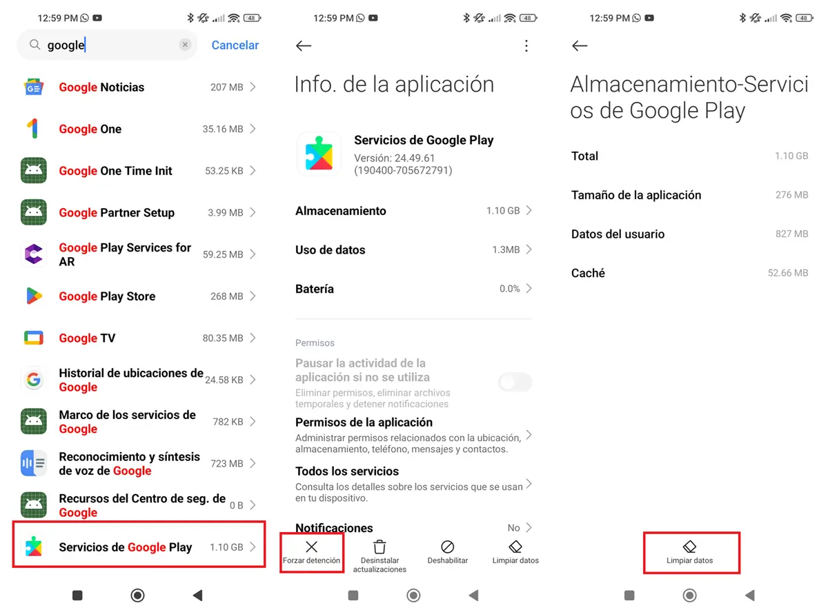 limpiar datos de los Servicios de Google