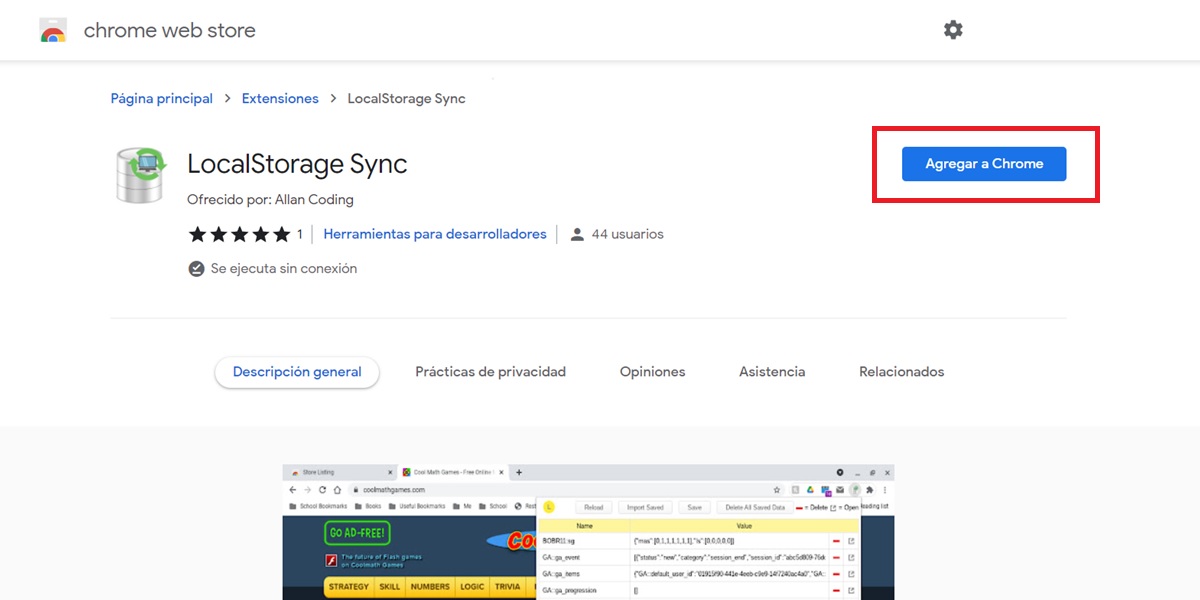 localstorage sync extension chrome descargar