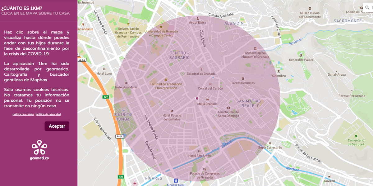 medir 1 kilómetro confinamiento coronavirus