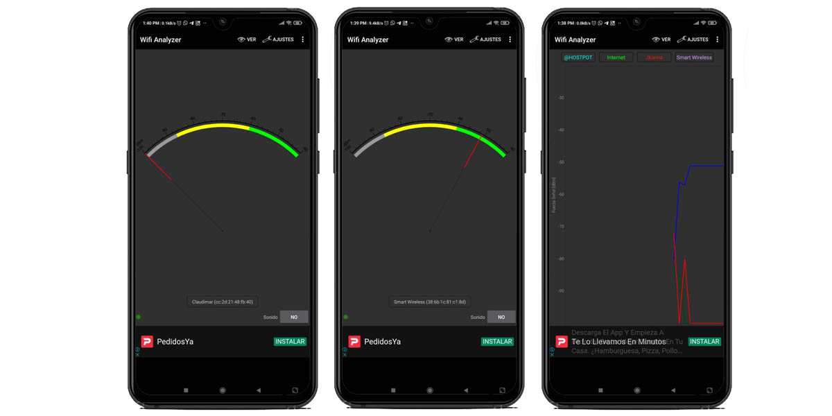 medir intensidad red wifi android con wifi analyzer