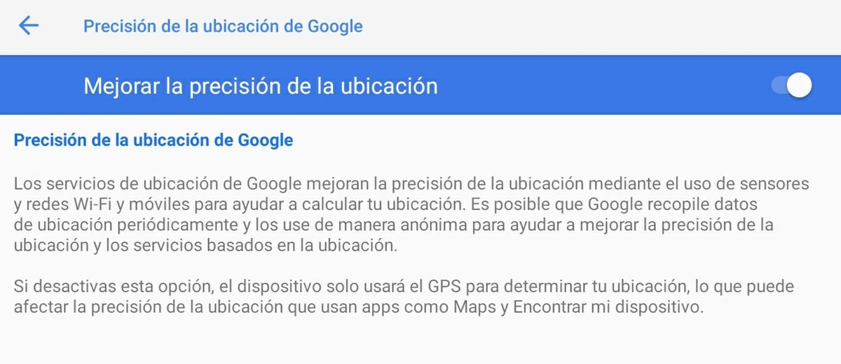 mejorar gps android servicio de precisión de google