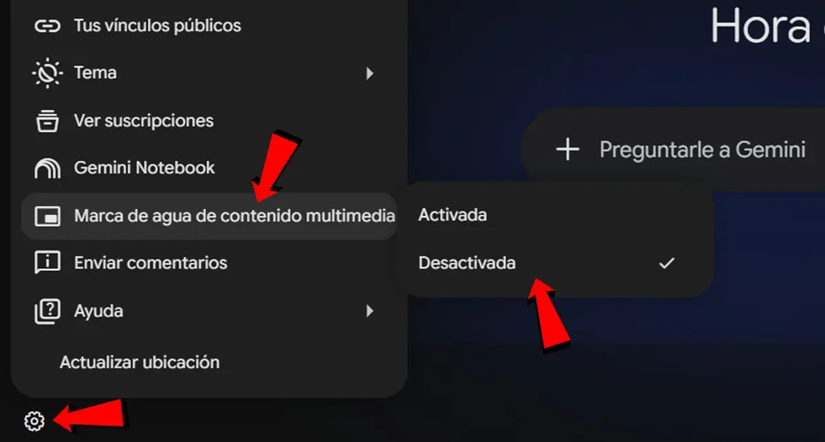 metodo oficial quitar la marca de agua de las imagenes en Gemini tutorial desactivar marca de agua gemini