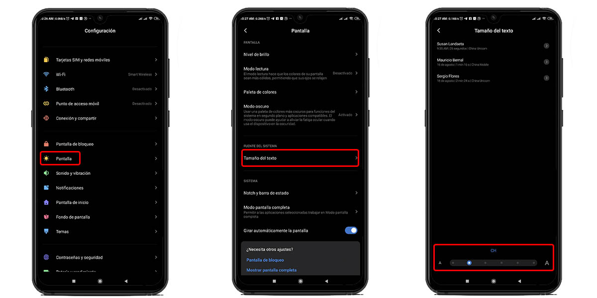 modificar tamaño de la fuente de whatsapp desde los ajustes de android