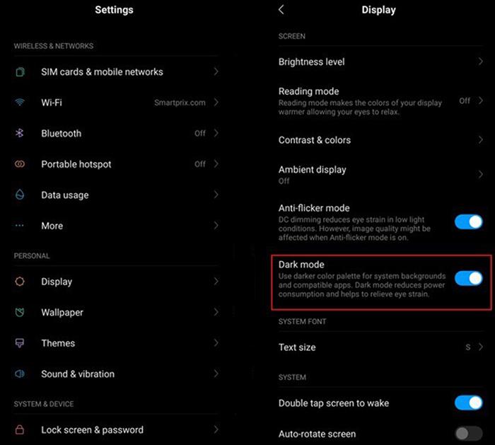 modo noche en redmi k20 pro