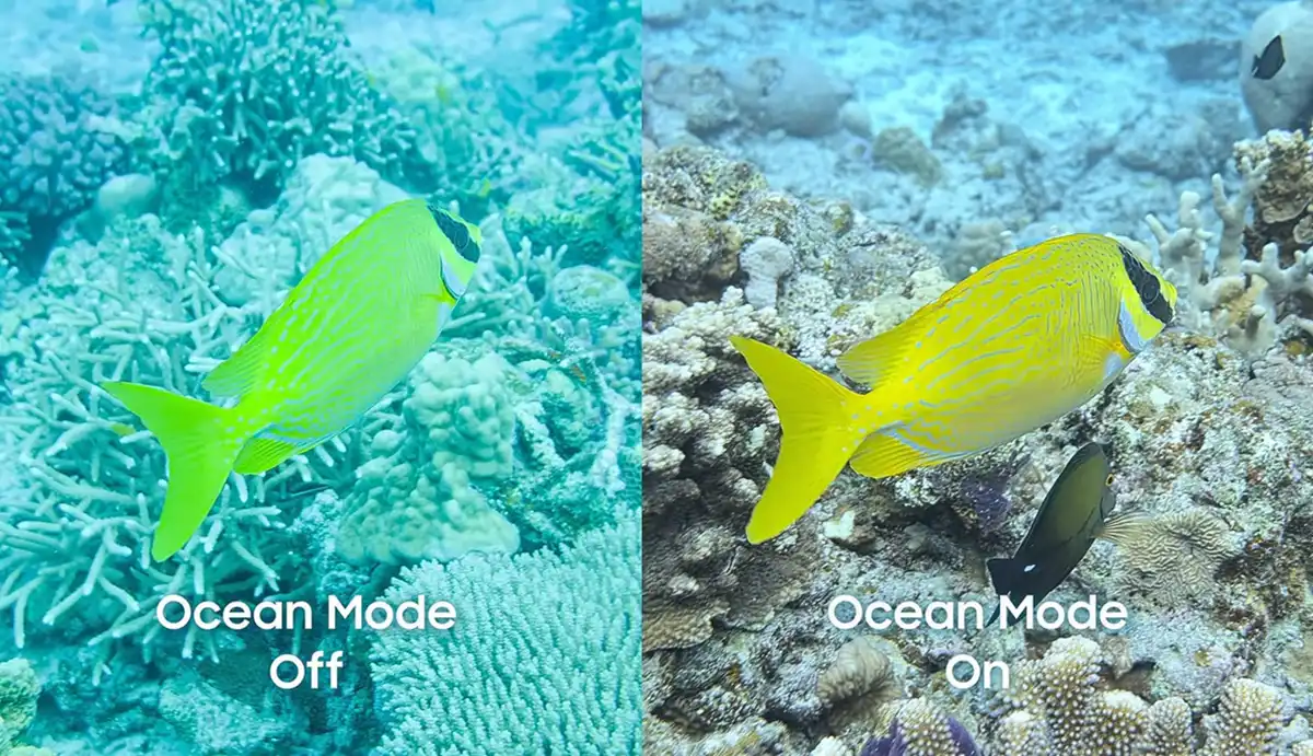 modo oceano de samsung desactivado vs activado