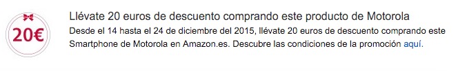 moto e por 96 euros en amazon