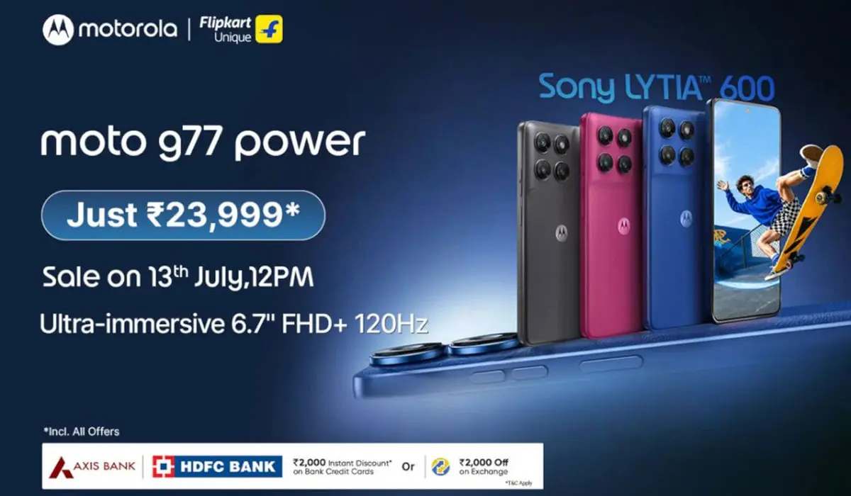 Imagen que describe el precio del Moto G77 Power en la India