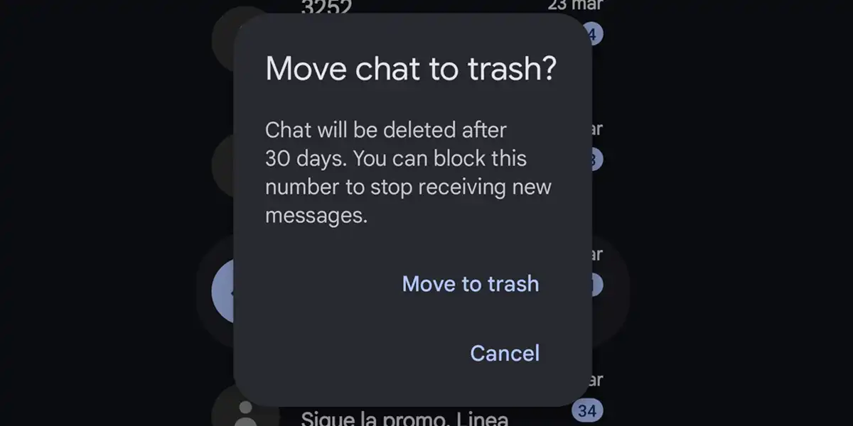 mover a la papelera mensajes en app google messages