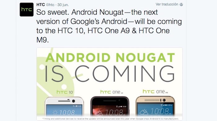 moviles htc actualizan nougat