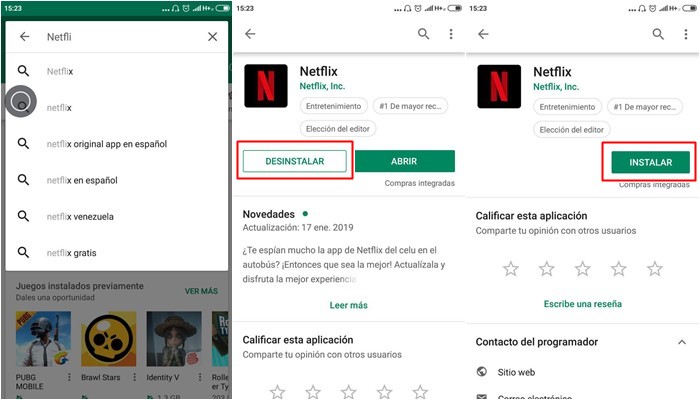 netflix desinstalar