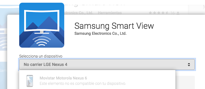 nexus 6 no compatible smart view samsung