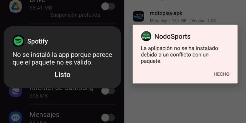 Solución: app no se instaló debido a un conflicto con un paquete no válido