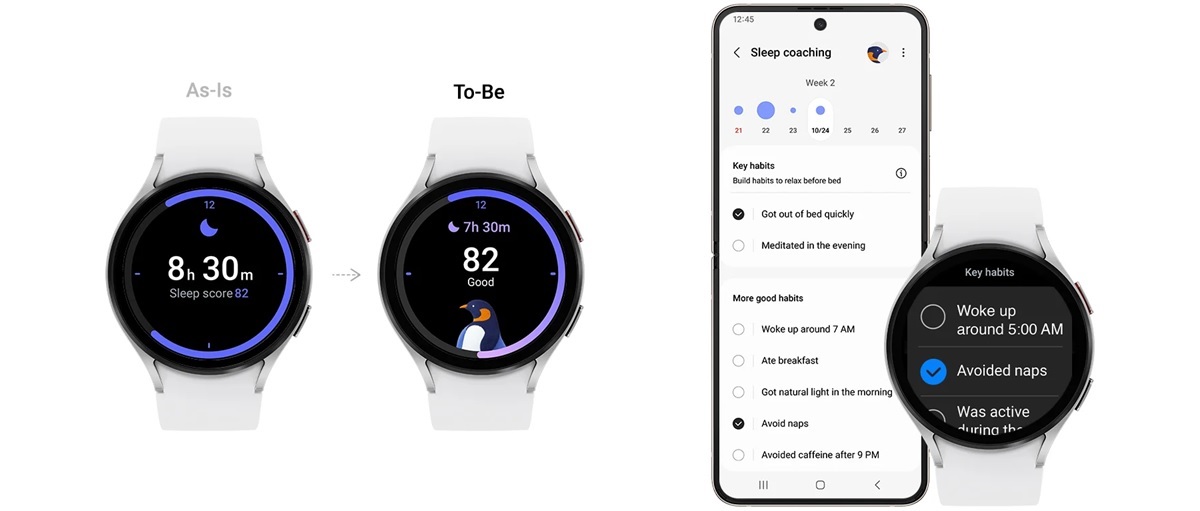 nueva interfaz Sleep Insights para vigilar el sueño que trae One UI 5 Watch