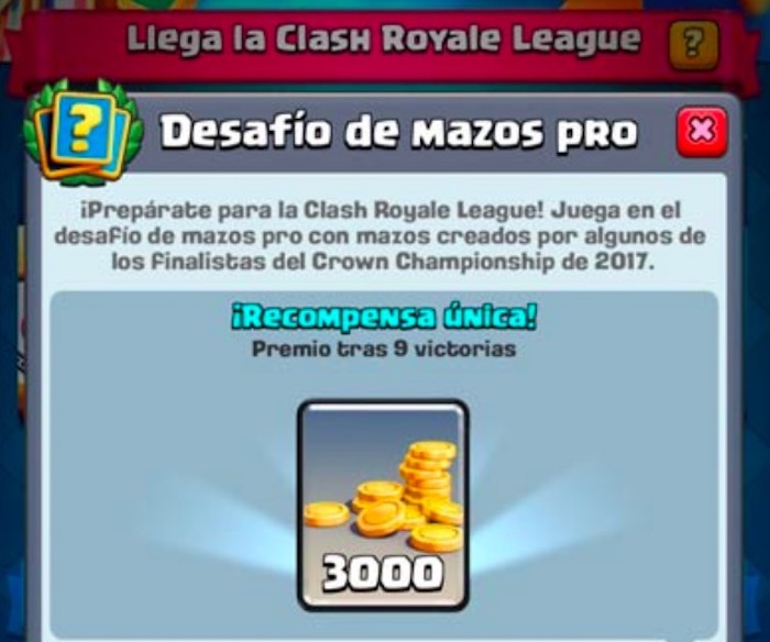 nuevo desafio de mazos Pro en Clash Royale