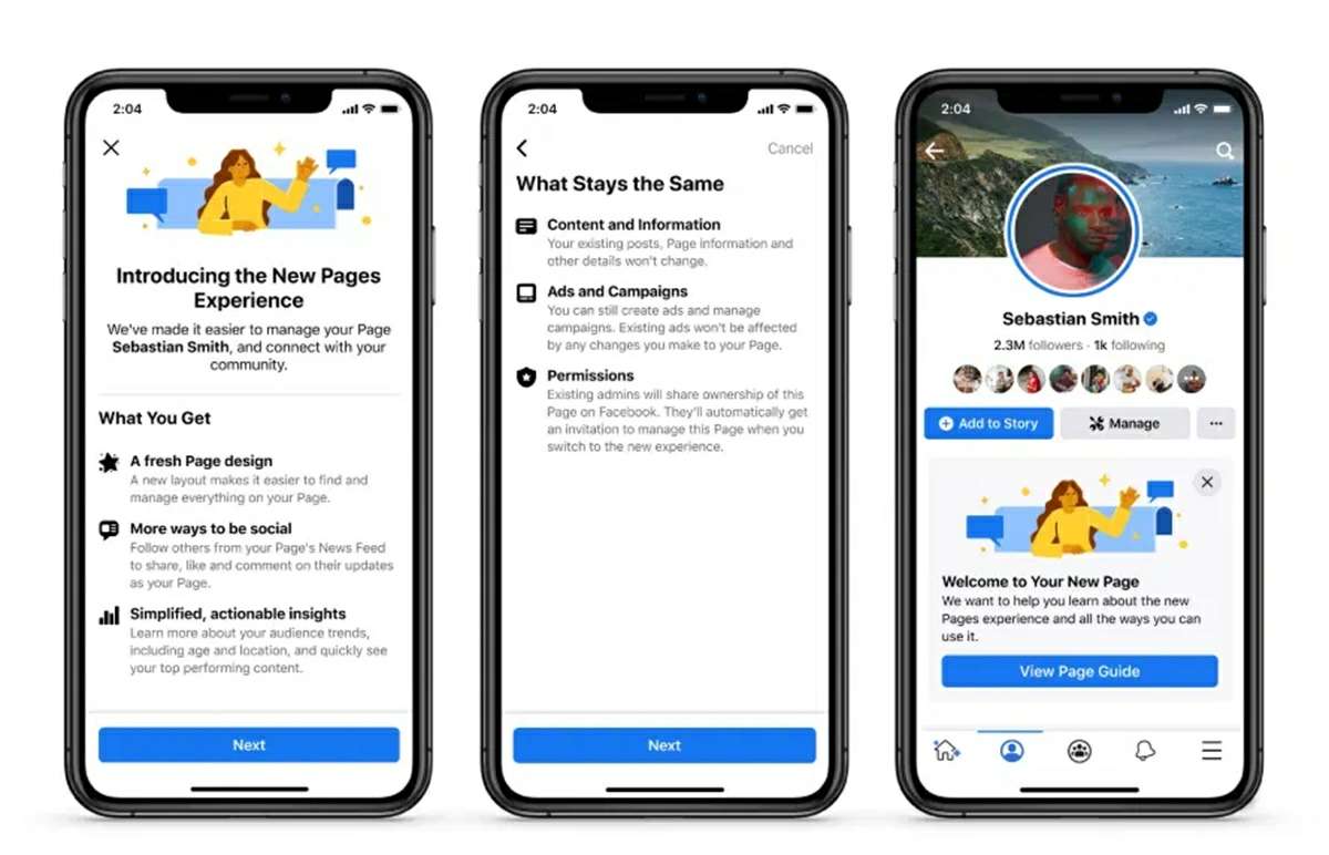 nuevo diseno de las paginas de facebook