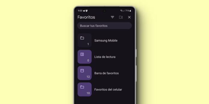 nuevo diseno de pestana de marcadores en Chrome para Android