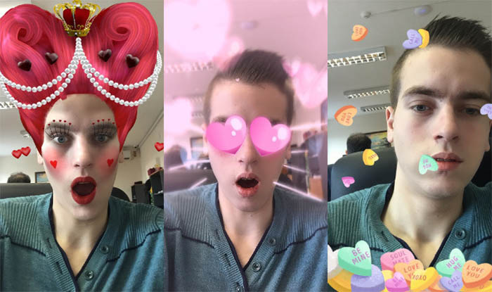 nuevos filtros de Facebook messenger para san valentin