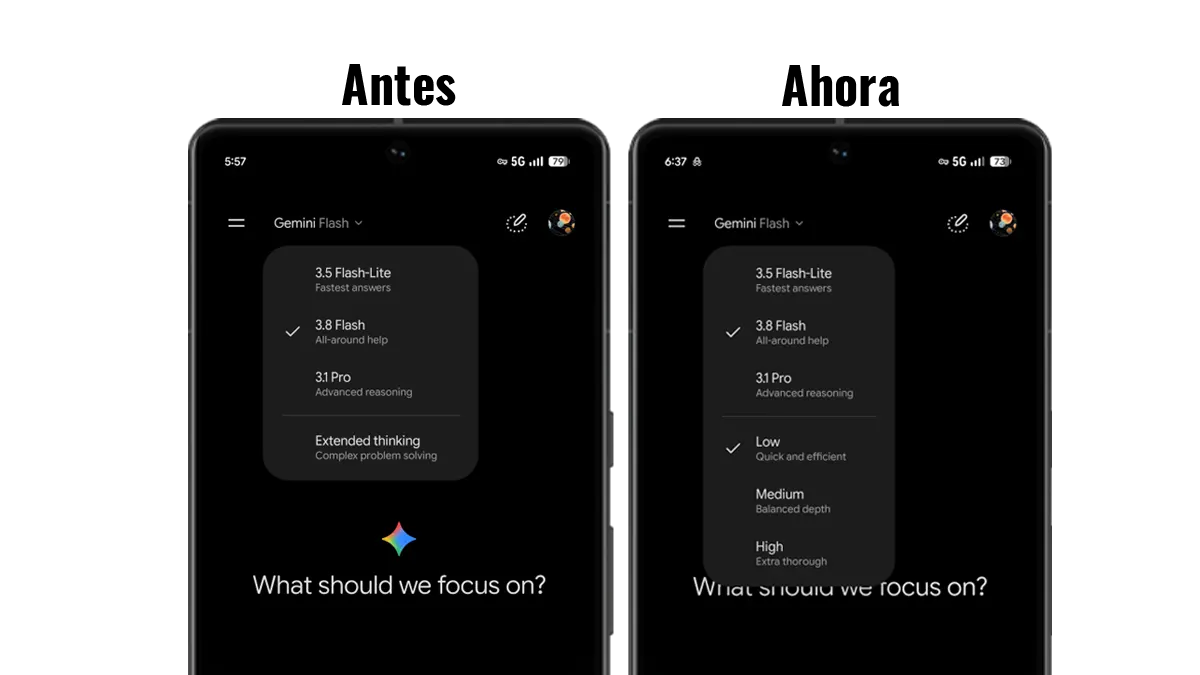 nuevos niveles de esfuerzo y razonamiento gemini