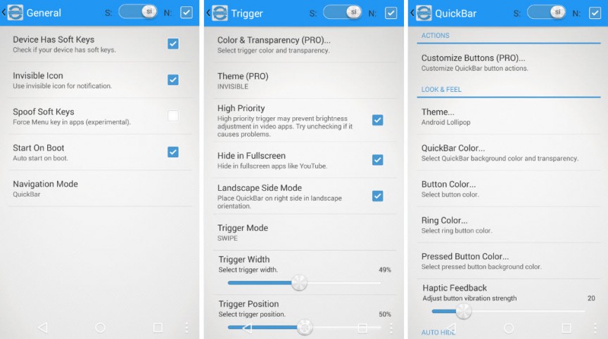 Ocultar botones virtuales en Android