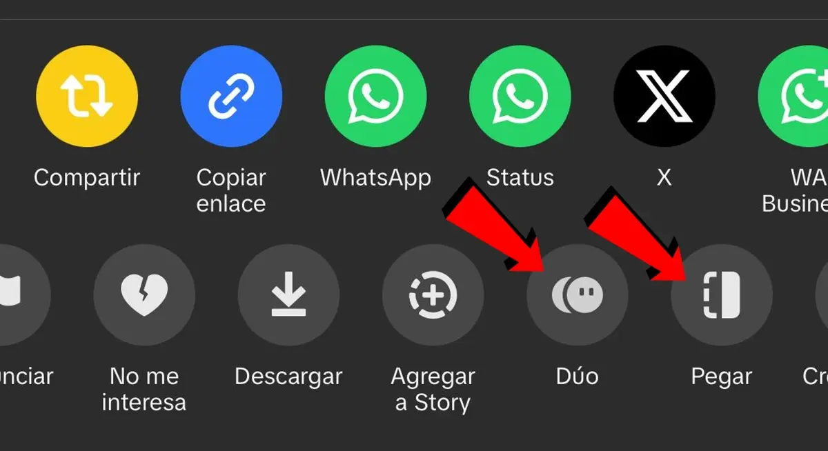 opcion duo y pegar de TikTok
