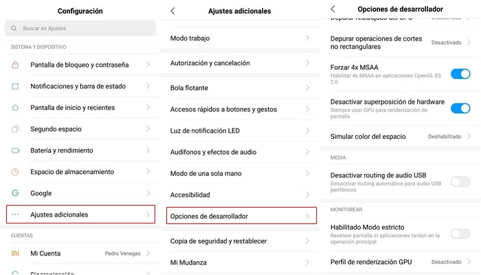 opciones de desarrollador ark mobile