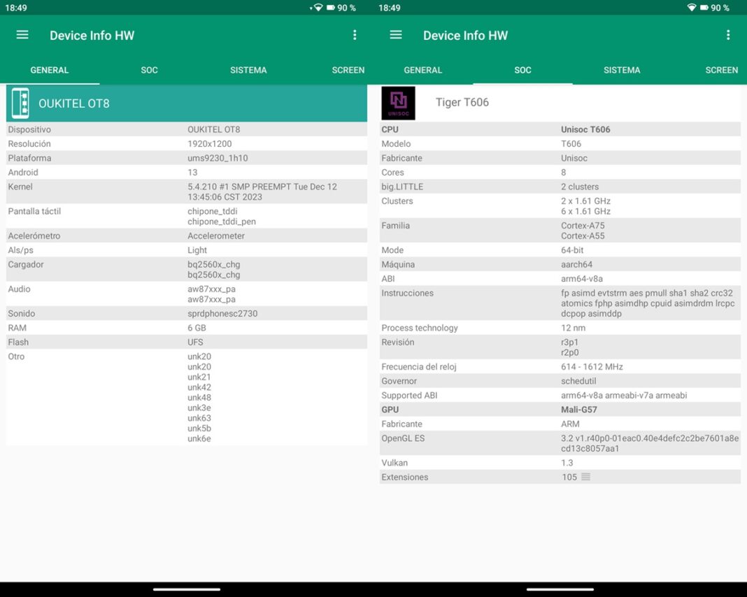 oukitel ot8 datos generales y de procesador