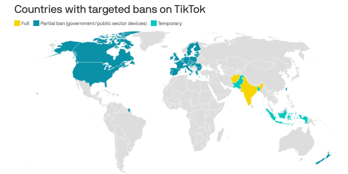 paises donde tiktok esta baneado