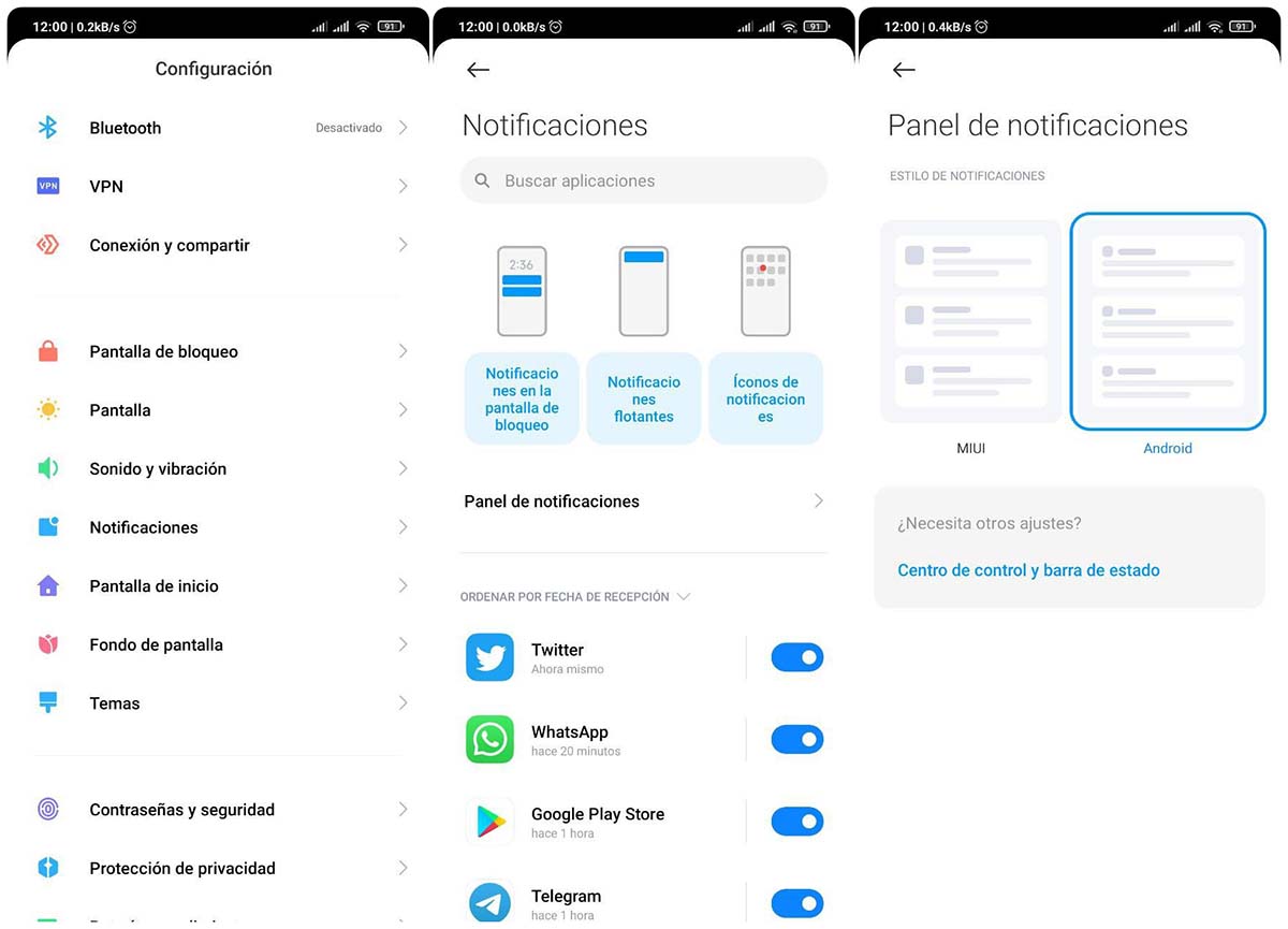 panel de notificaciones android mas eficiente miui
