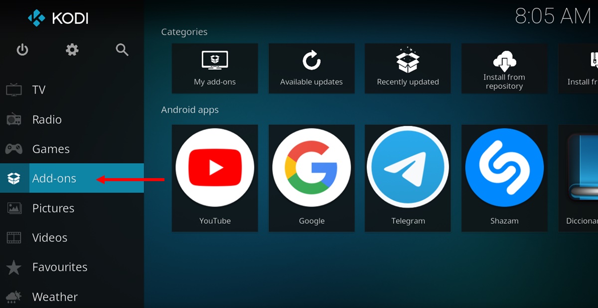 pantalla principal kodi