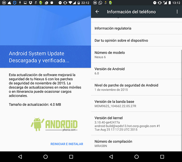 parche seguridad de noviembre llega a Nexus 6