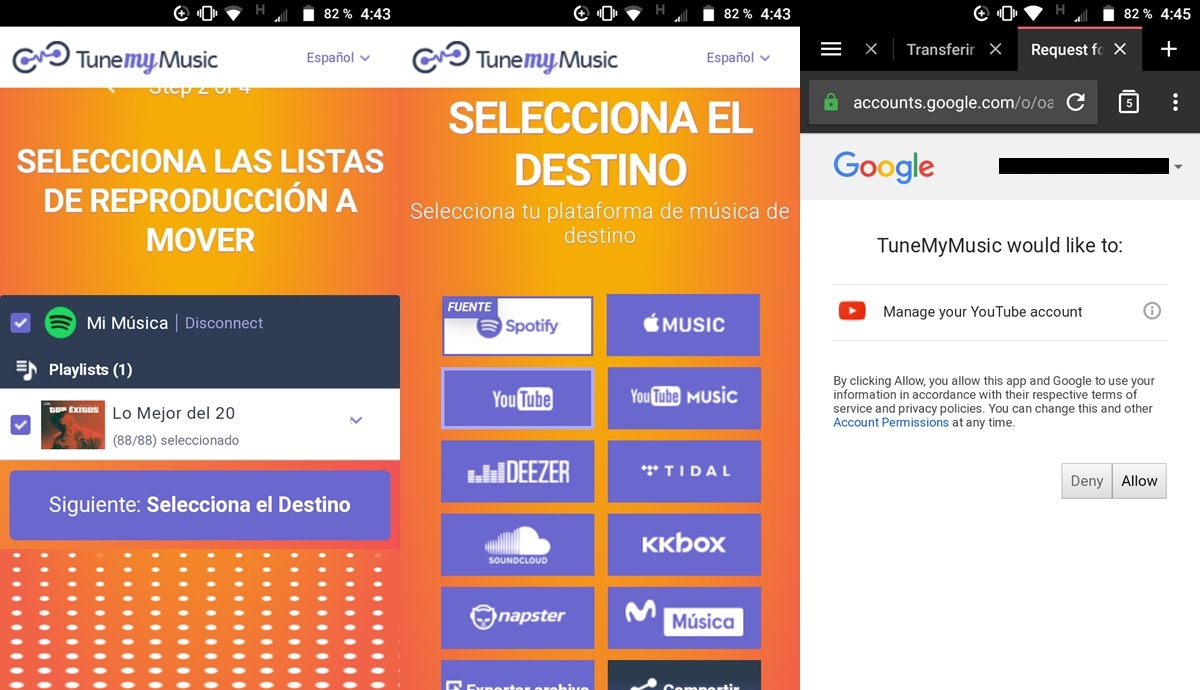 pasar listas de spotify a YouTube