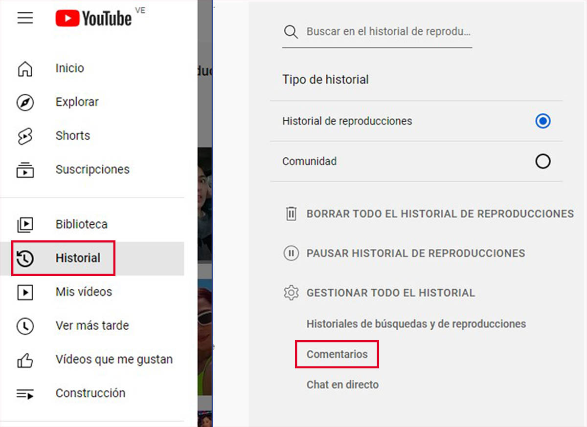 pasos para buscar tus comentarios antiguos en youtube