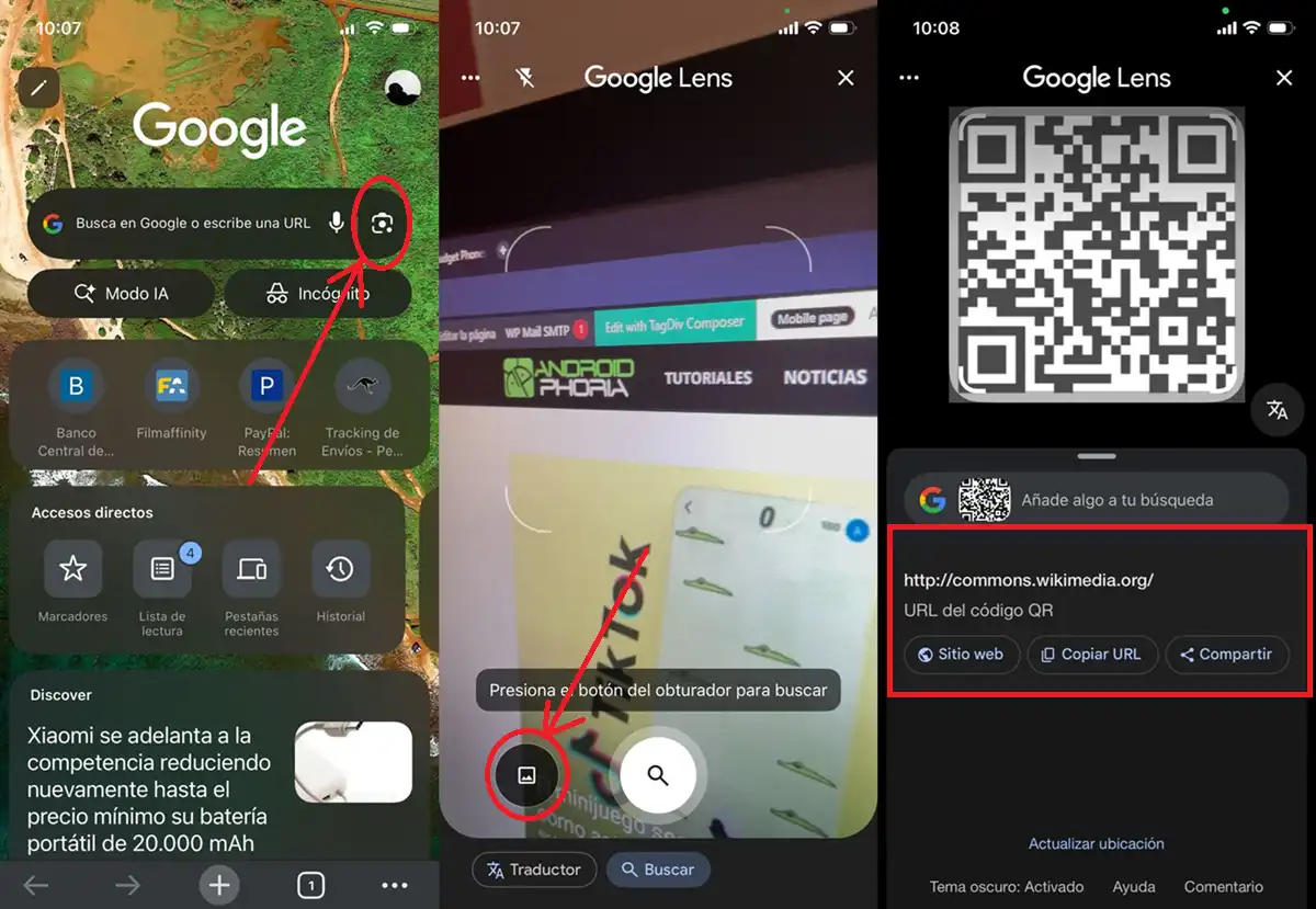 pasos para escanear un codigo QR que tienes en tu propio movil en ios