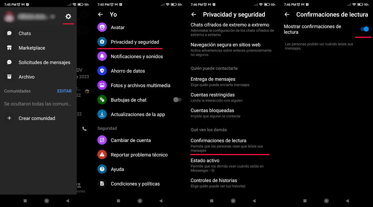 pasos para poder ver mensajes en Messenger sin dejar el visto