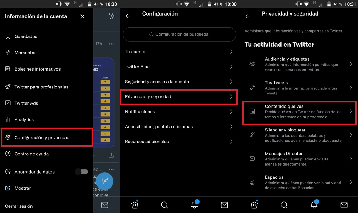 pasos para ver contenido delicado twitter