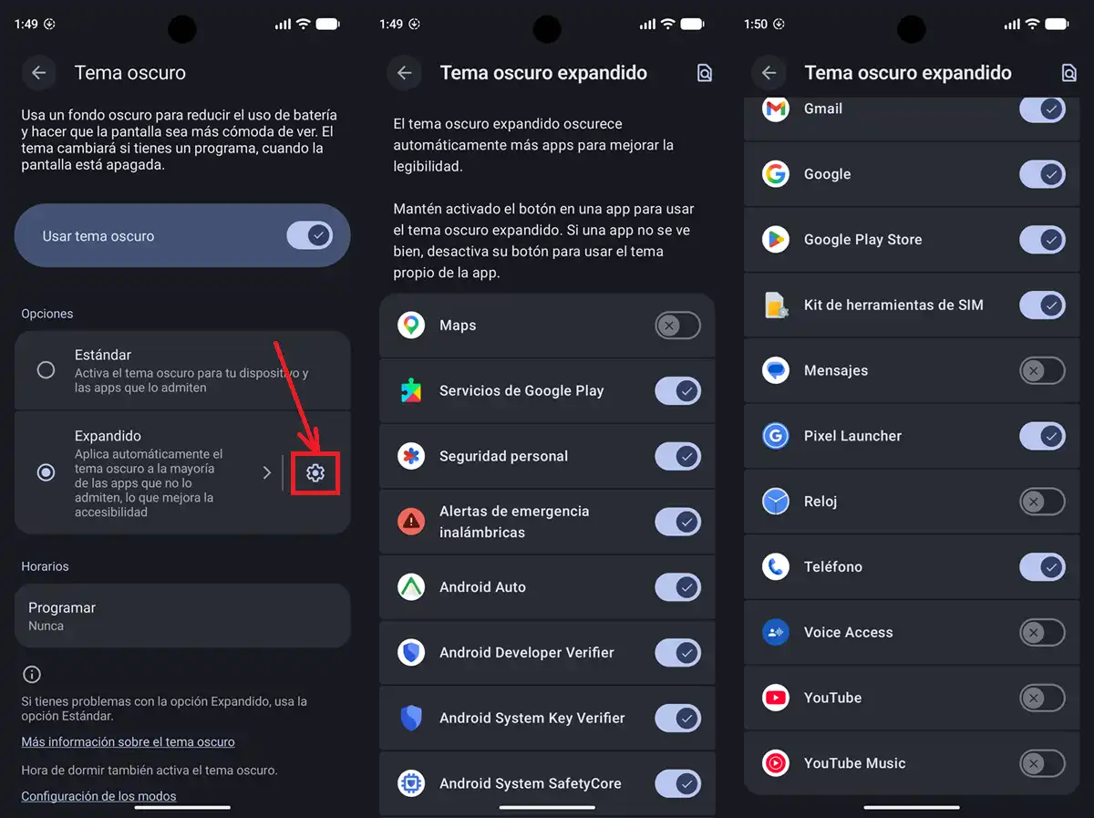 personalizar tema oscuro expandido android