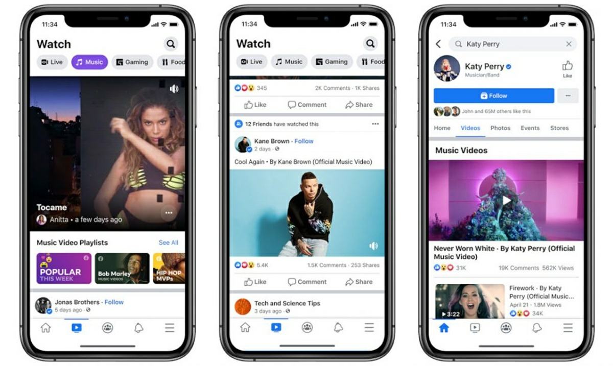 plataforma de facebook de videos musicales
