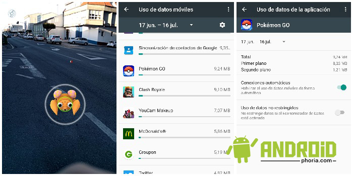 pokemon go consumo datos