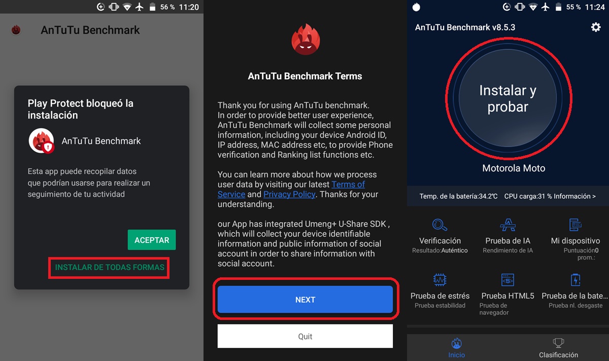 primer paso para instalar la app de antutu en android