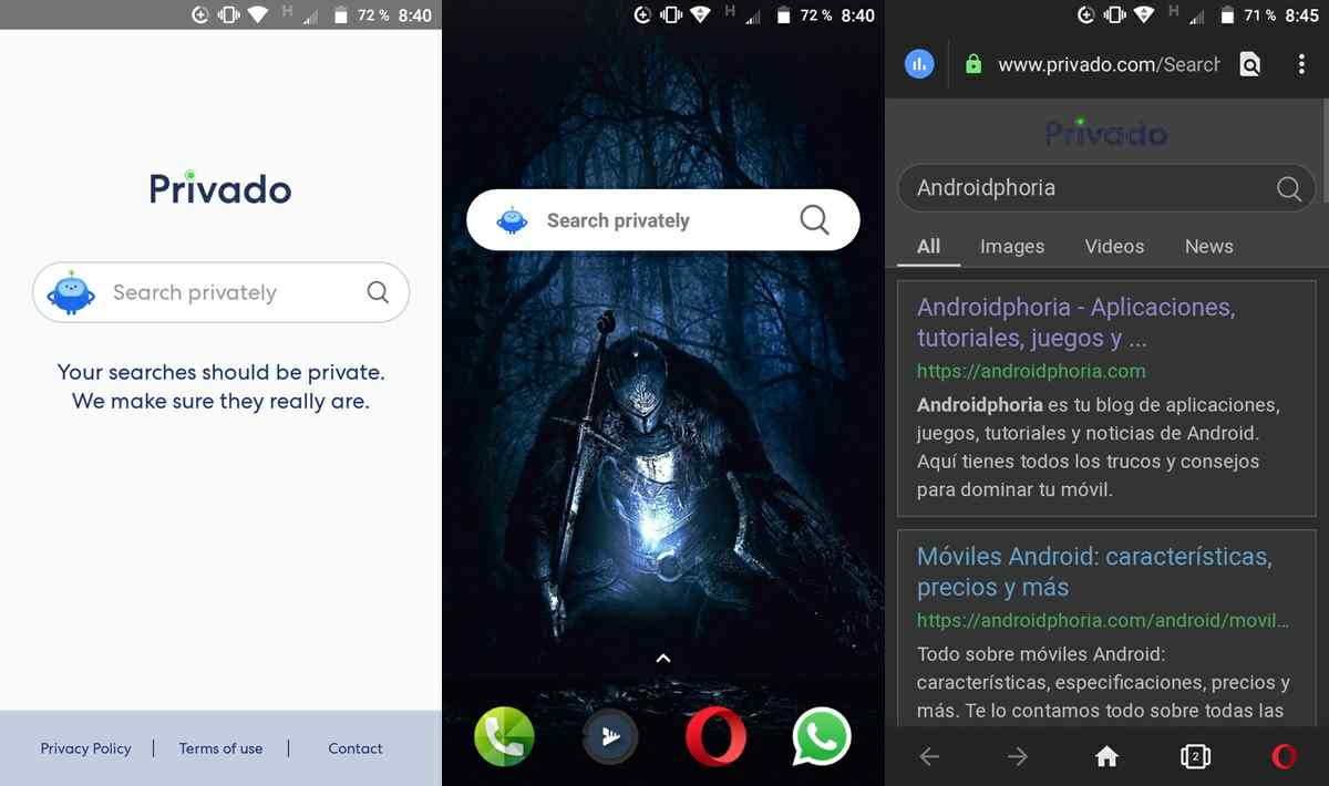 privado search aplicacion en android