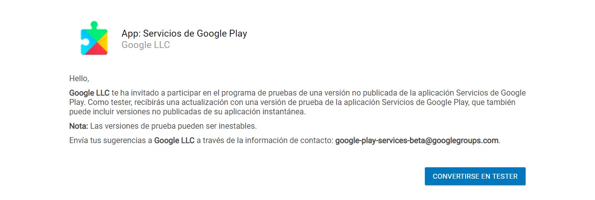 prueba con la version beta de los servicios de google